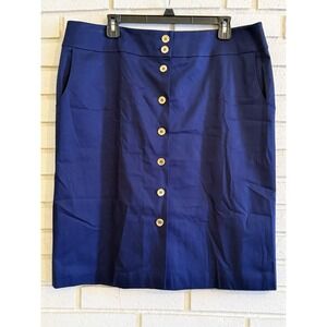 Talbots Blue Button Front Skirt Size 18 Preppy Professional below knee‎ NWOT